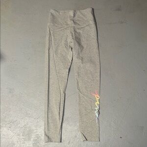 PINK Victoria's Secret Gray Leggings with Multicolor Script